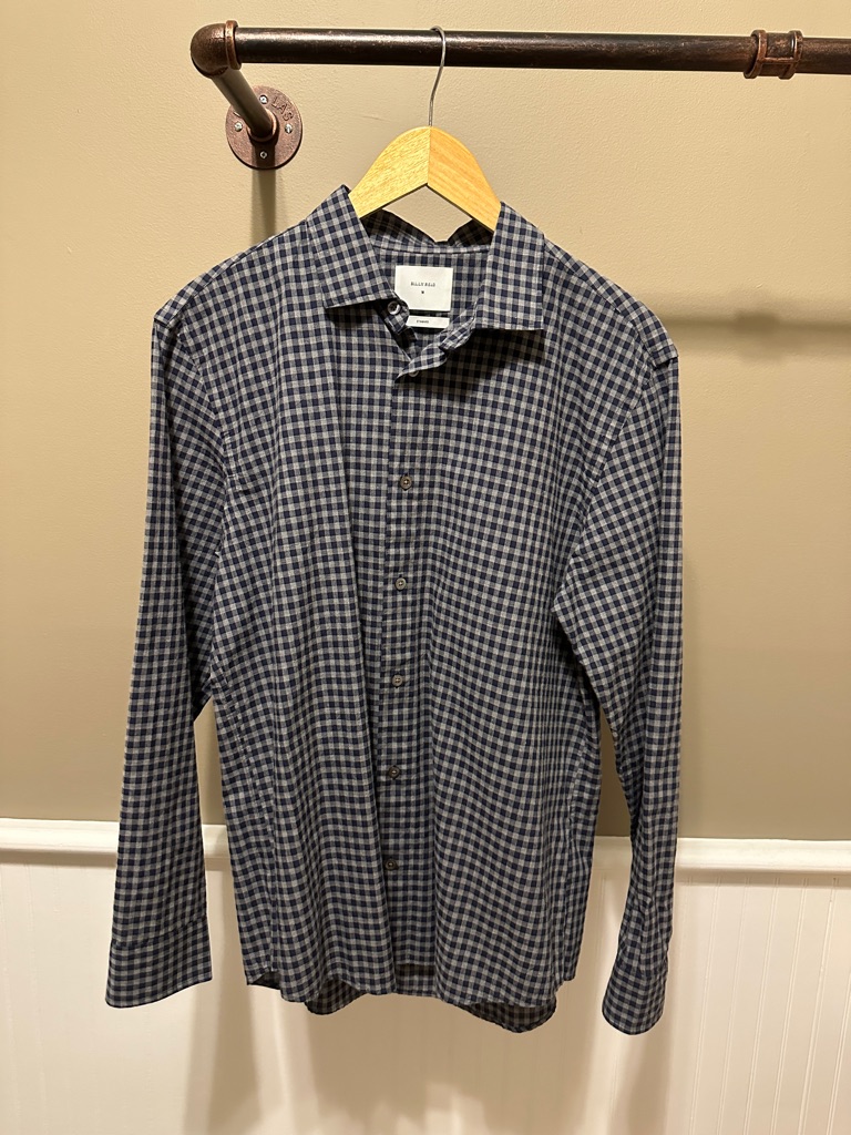 Billy Reid Navy And Gray Checked Casual Button-Down Shirt